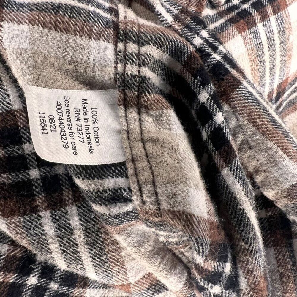 Croft Barrow Men Button Down Shirt brown beige Check Long Sleeve Collar Medium - Picture 4 of 4